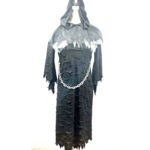 Grim Reaper Ghoul Death Soul Taker Black Dress Halloween Women Costume OS